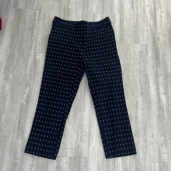 Dark blue flowered printed dress pants - Picture 1 of 4
